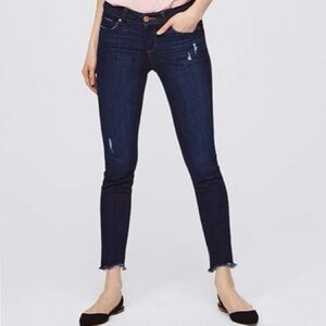 Loft Women’s Dark Blue Distressed Skinny Jeans - Classic Slim Fit Size 4/27